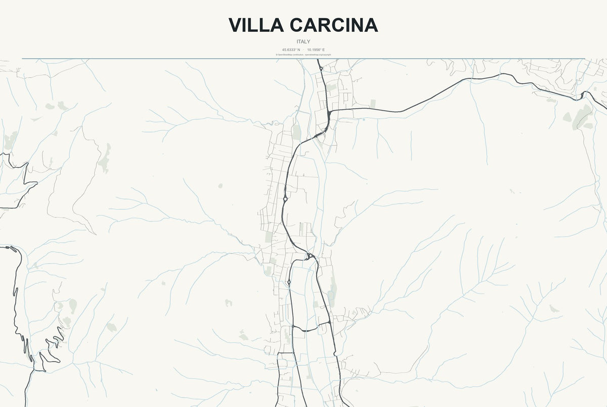 Villa Carcina, Italy City Map Aluminum Sign in Headline Atlas style