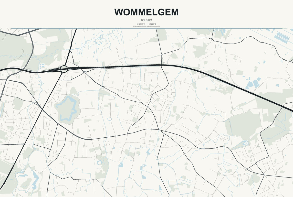 Wommelgem, Belgium City Map Aluminum Sign in Headline Atlas style