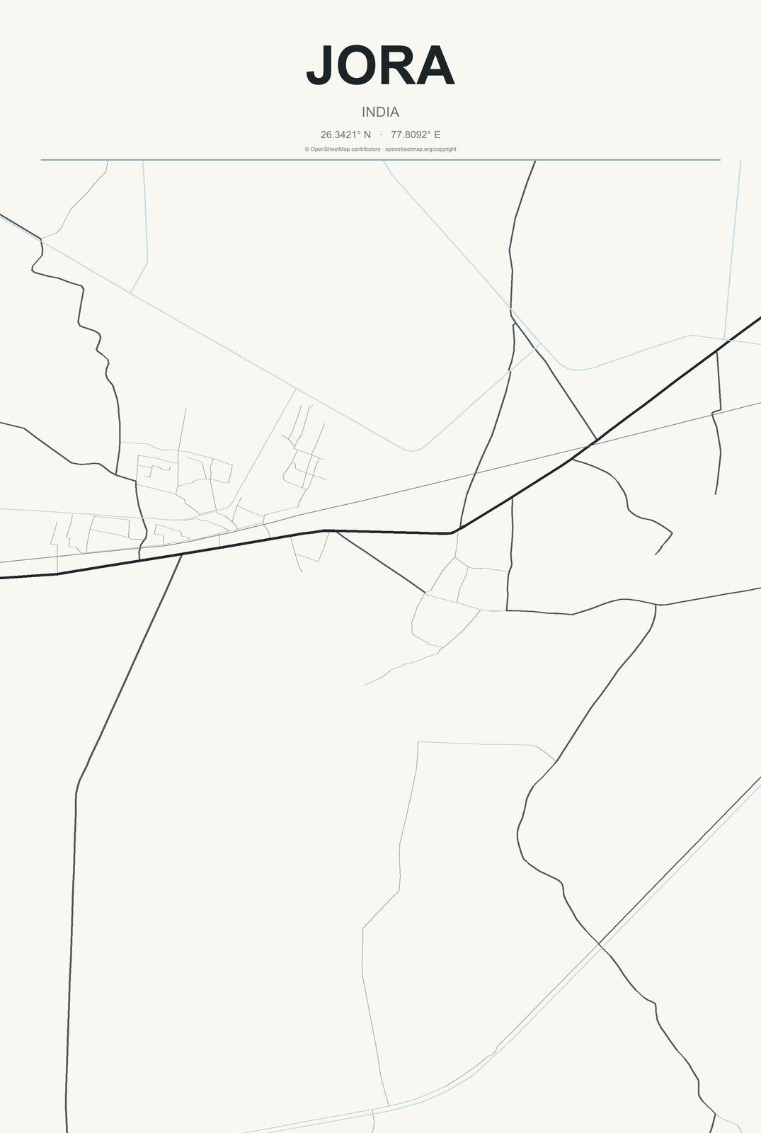 Jora, India City Map Aluminum Sign in Headline Atlas style