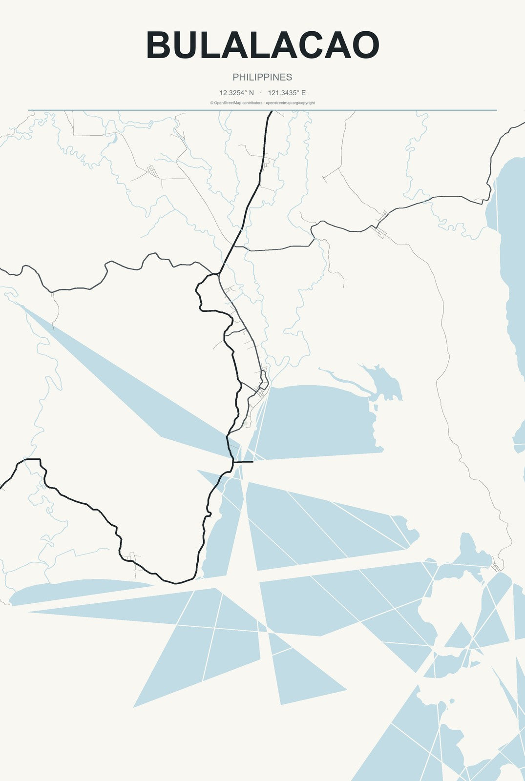 Bulalacao, Philippines City Map Aluminum Sign in Headline Atlas style