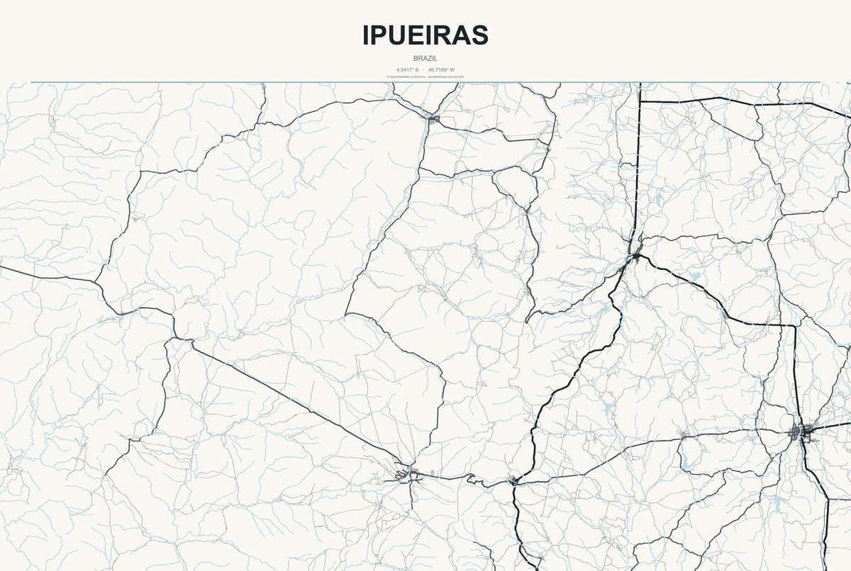 Ipueiras, Ceará, Brazil City Map Aluminum Sign in Headline Atlas style