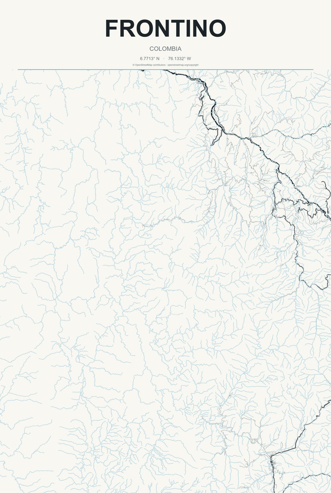 Frontino, Colombia City Map Aluminum Sign in Headline Atlas style