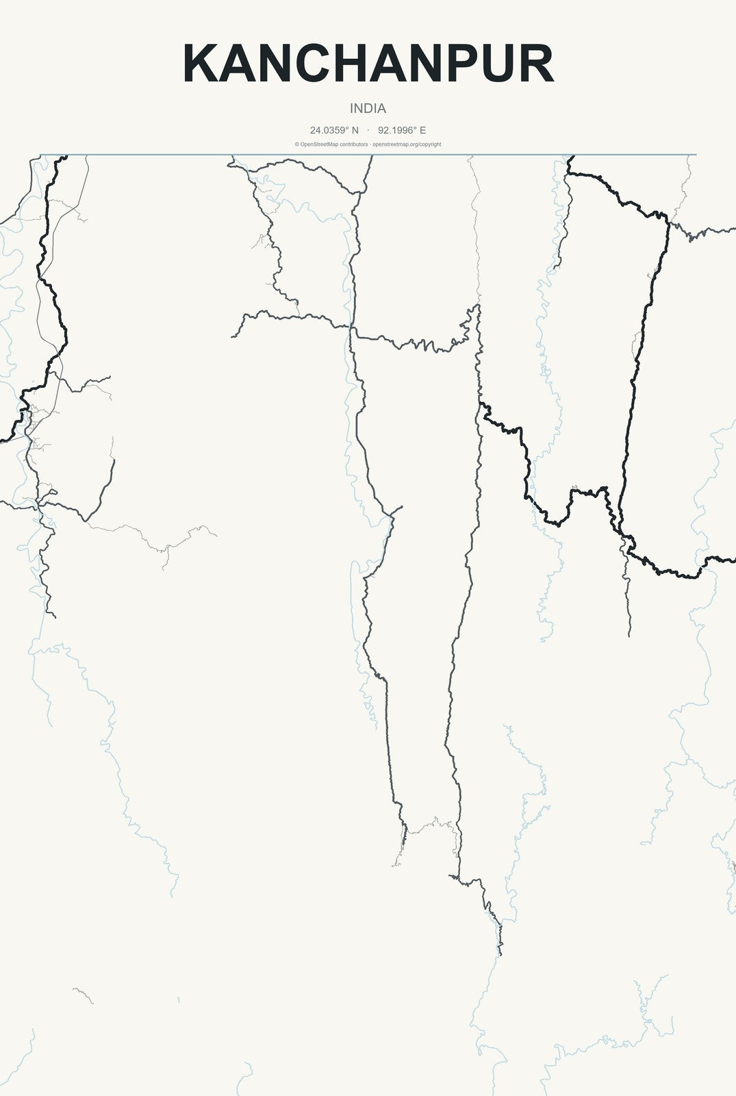 Kanchanpur, India City Map Aluminum Sign in Headline Atlas style
