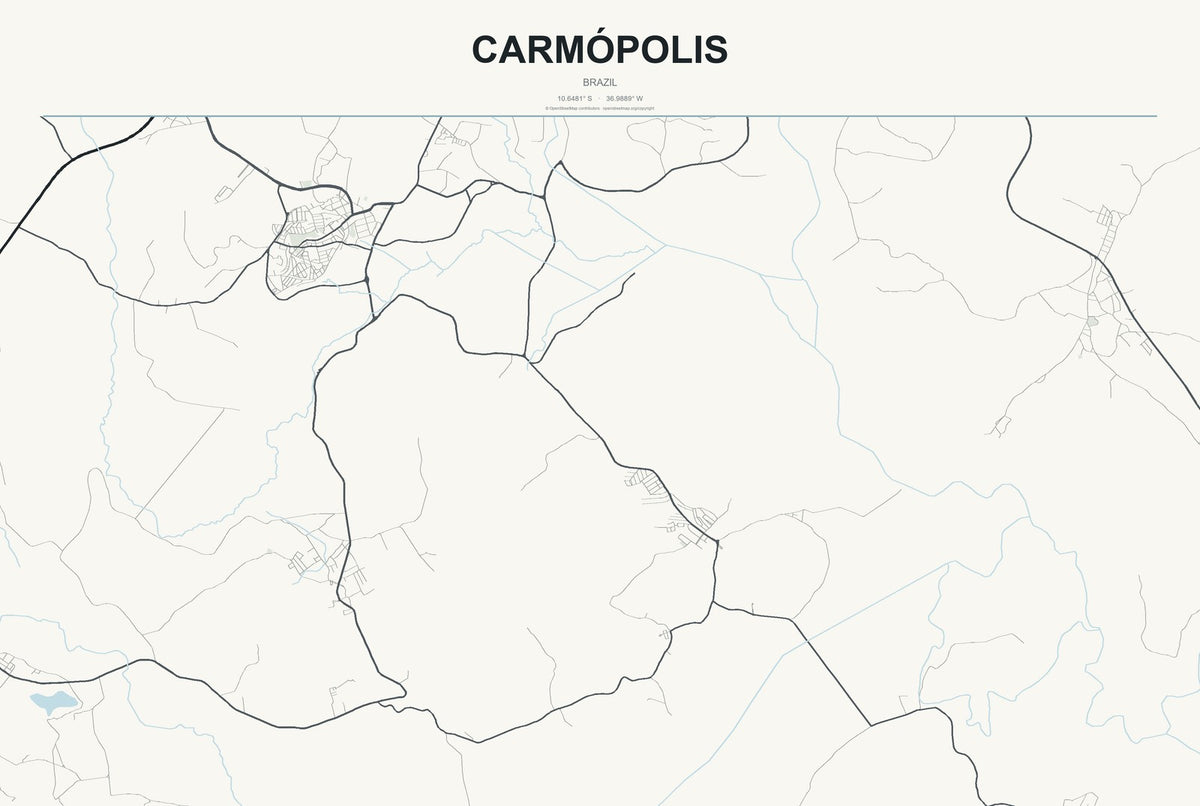 Carmópolis, Brazil City Map Aluminum Sign in Headline Atlas style