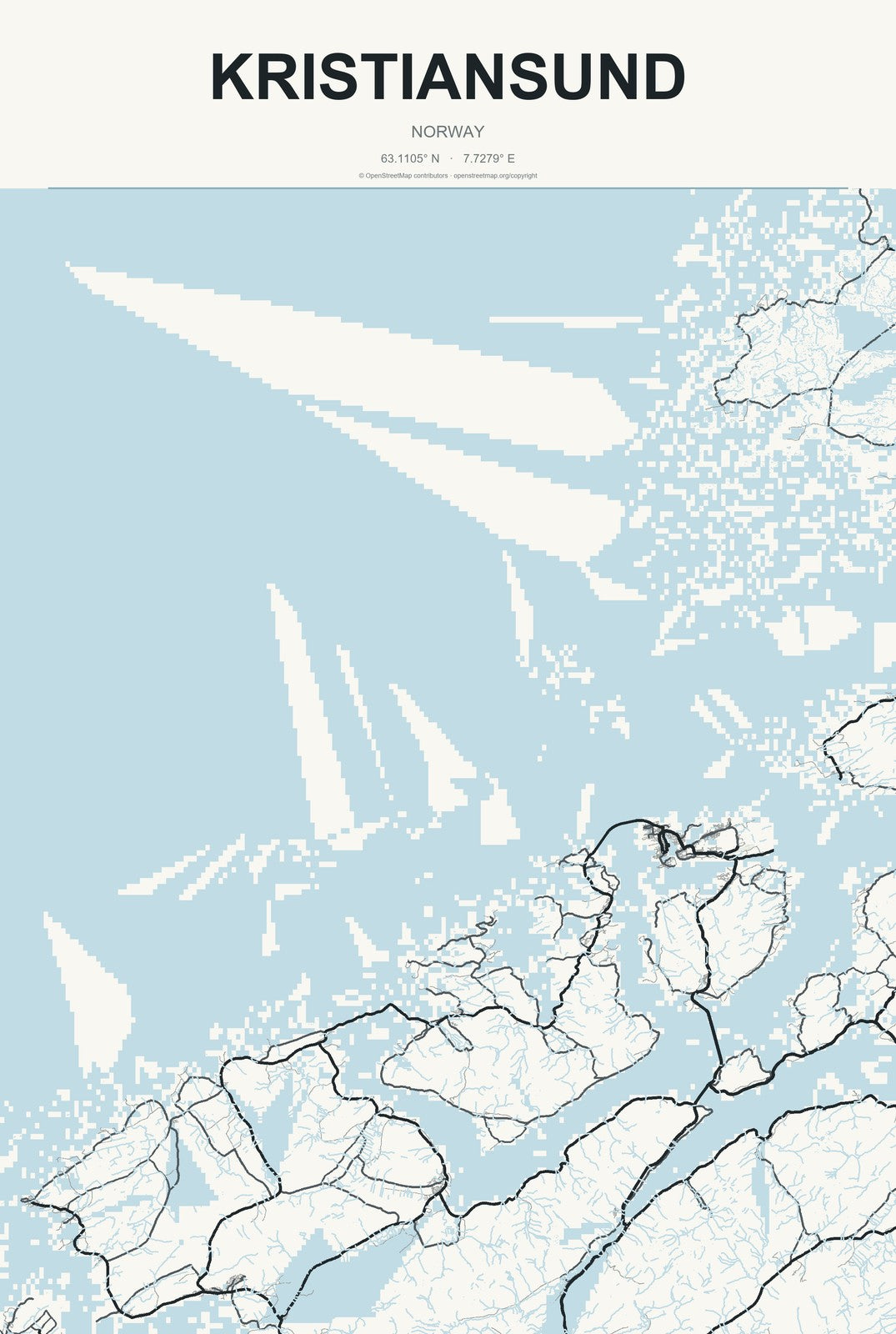 Kristiansund, Norway City Map Aluminum Sign in Headline Atlas style