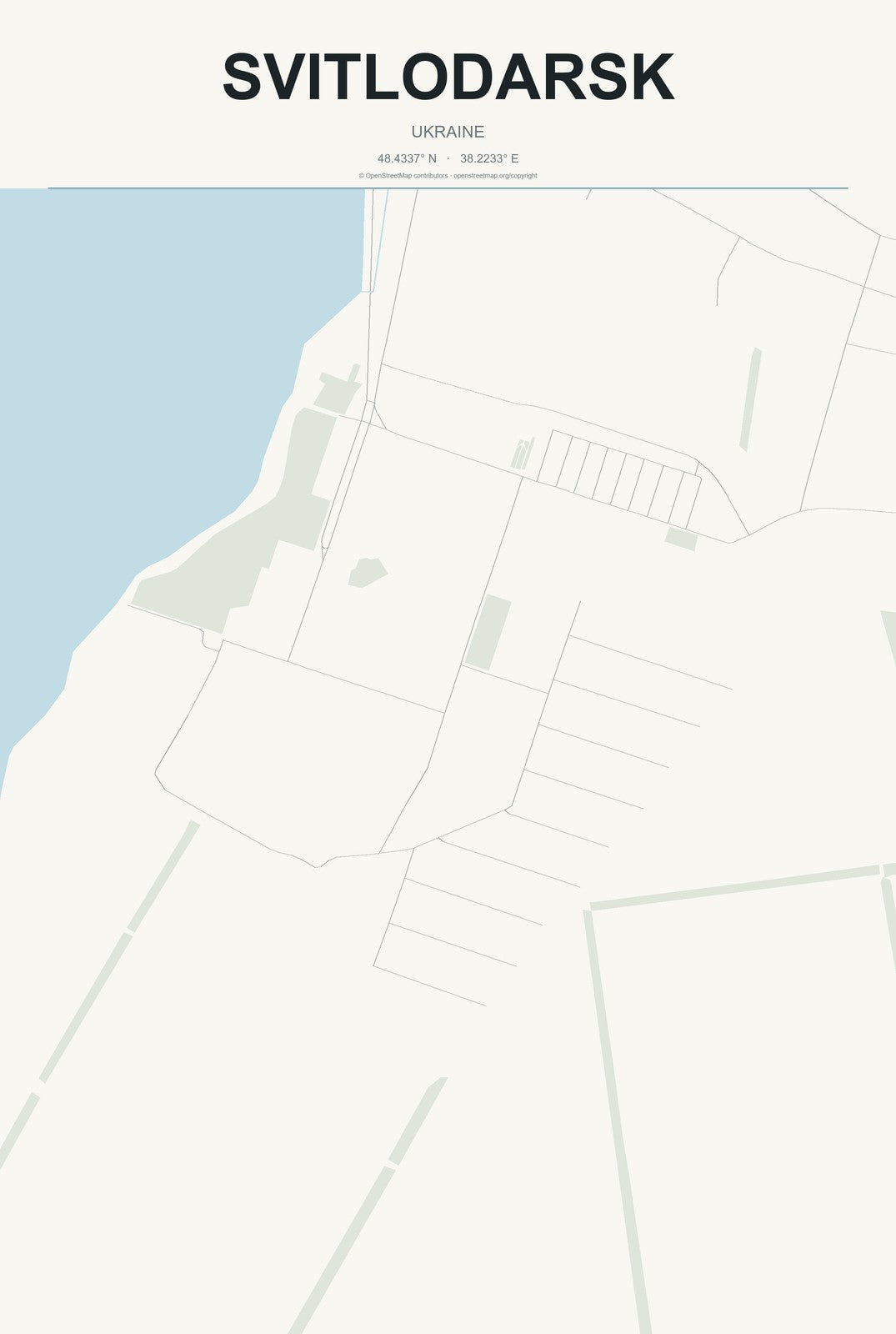 Svitlodarsk, Ukraine City Map Aluminum Sign in Headline Atlas style