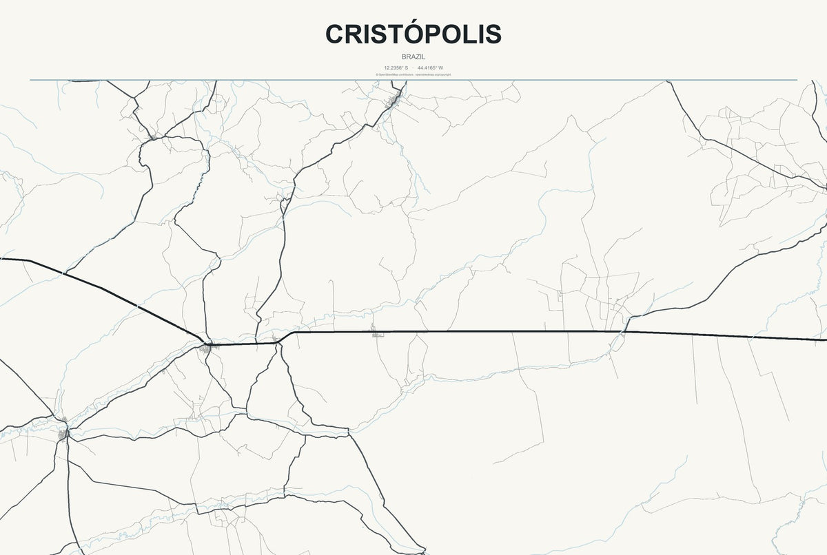 Cristópolis, Brazil City Map Aluminum Sign in Headline Atlas style