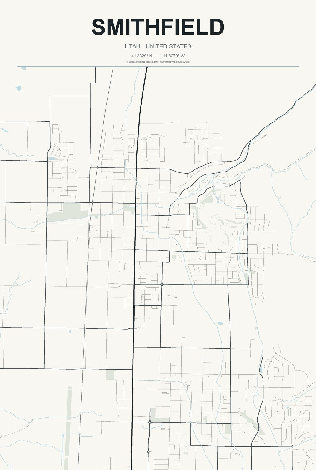 Smithfield, Utah City Map Aluminum Sign in Headline Atlas style