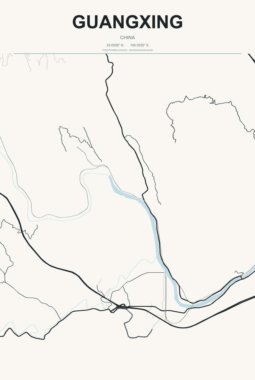 Guangxing, China City Map Aluminum Sign in Headline Atlas style