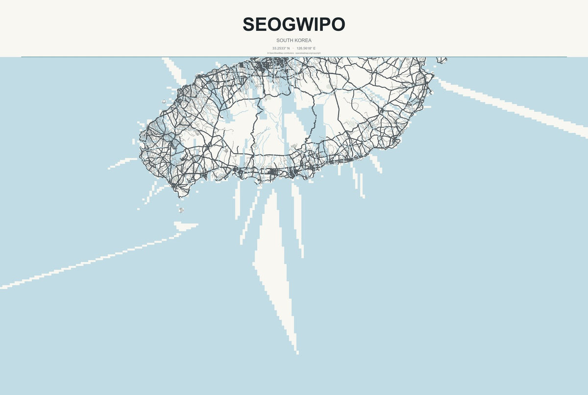 Seogwipo, South Korea City Map Aluminum Sign in Headline Atlas style