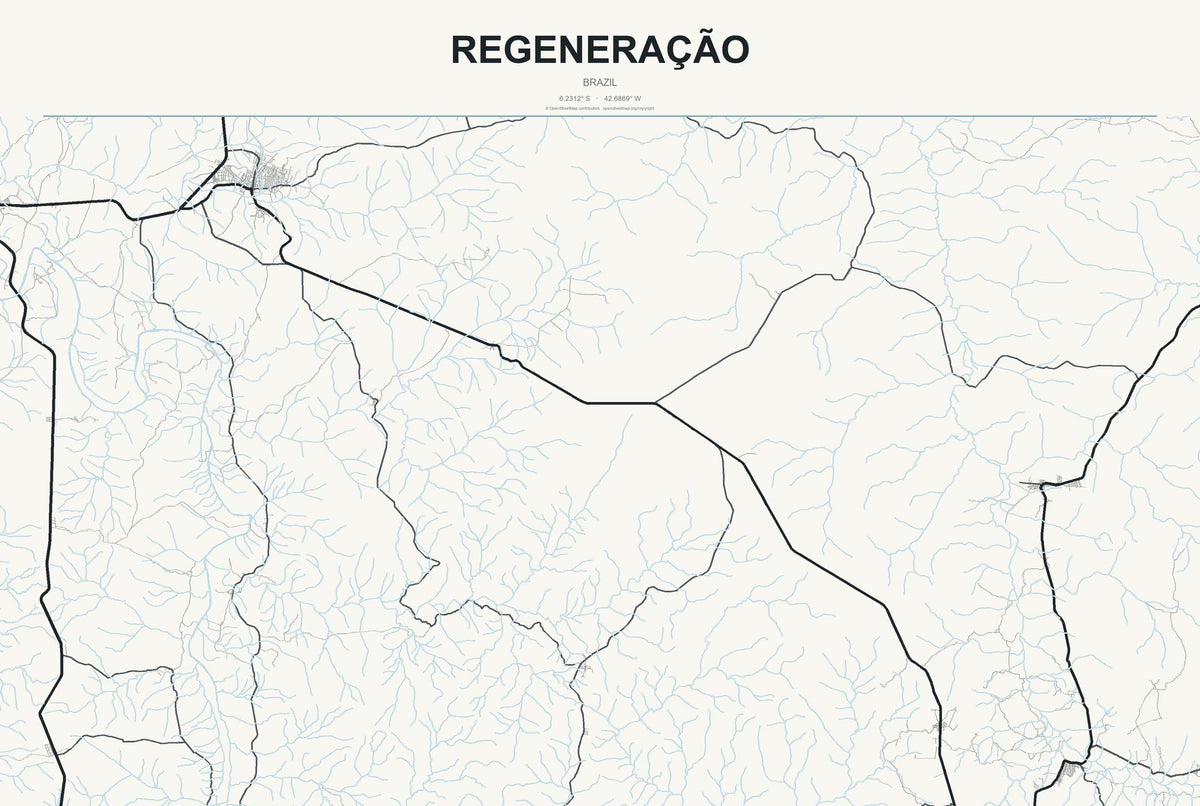 Regeneração, Brazil City Map Aluminum Sign in Headline Atlas style
