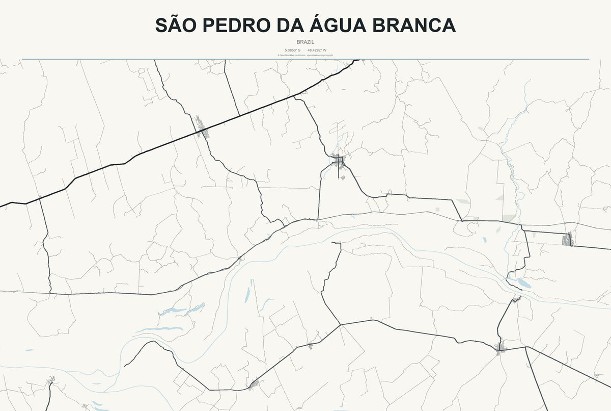 São Pedro da Água Branca, Brazil City Map Aluminum Sign in Headline Atlas style