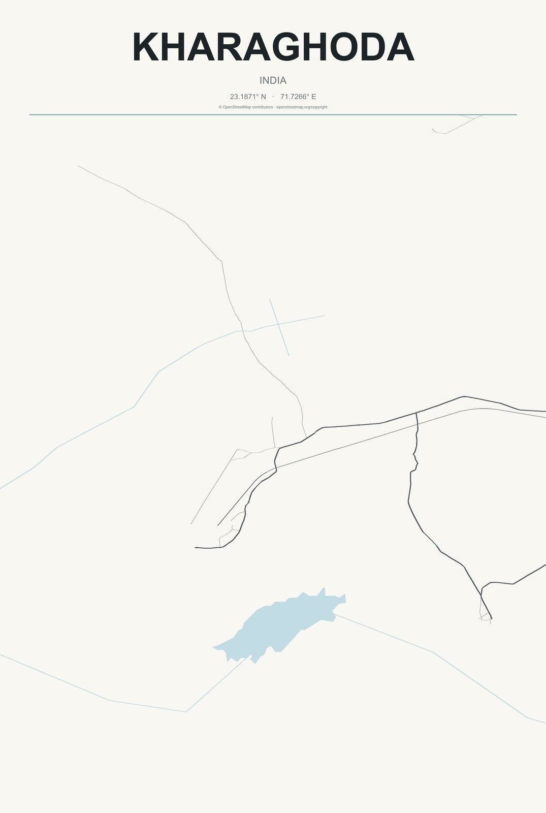 Kharaghoda, India City Map Aluminum Sign in Headline Atlas style