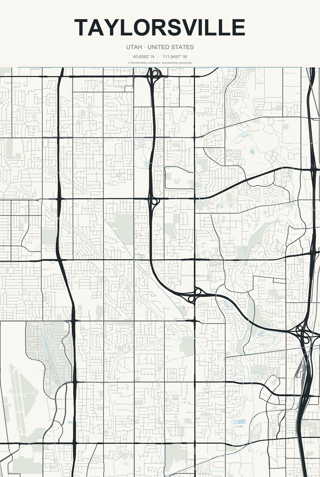 Taylorsville, Utah City Map Aluminum Sign in Headline Atlas style