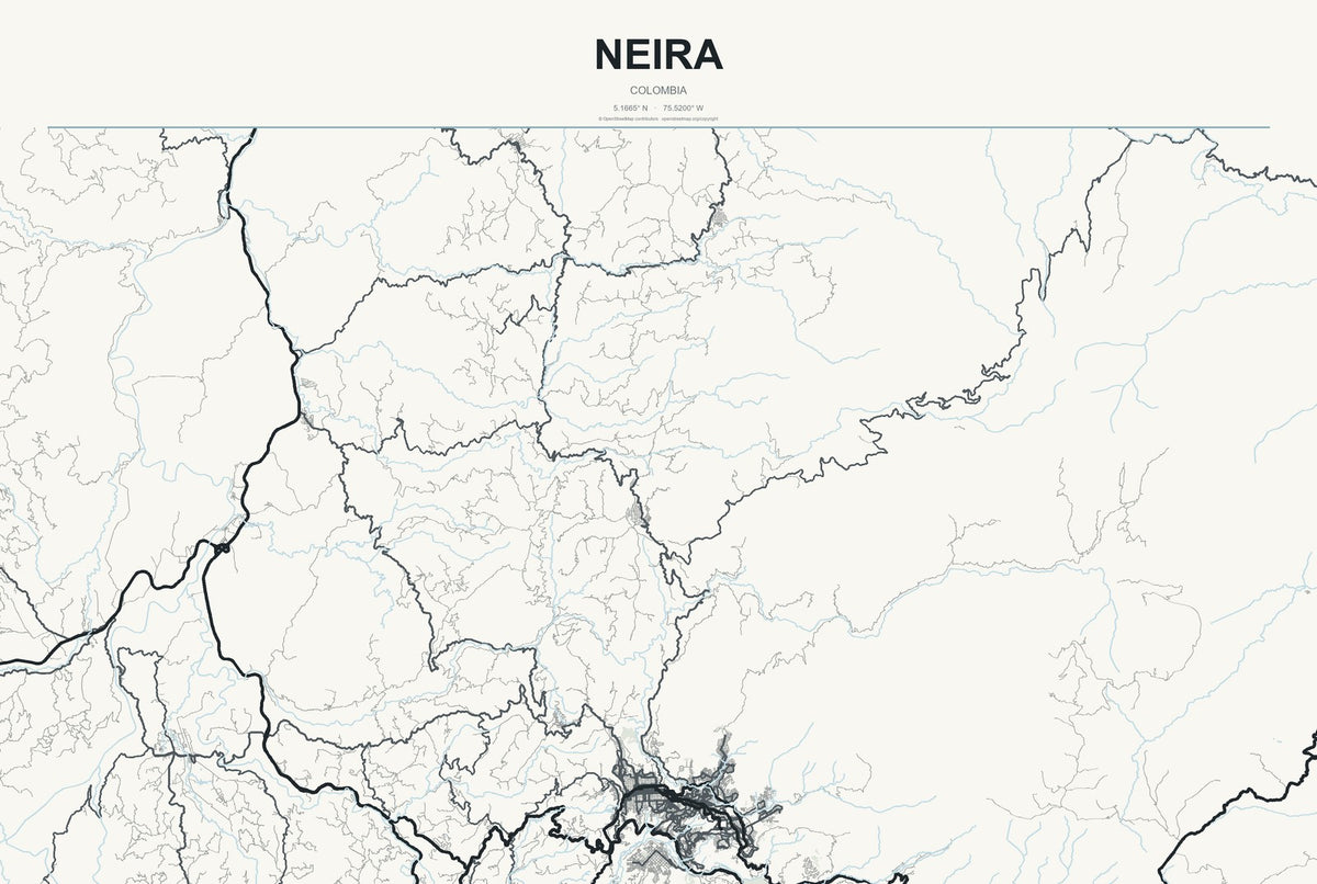 Neira, Colombia City Map Aluminum Sign in Headline Atlas style