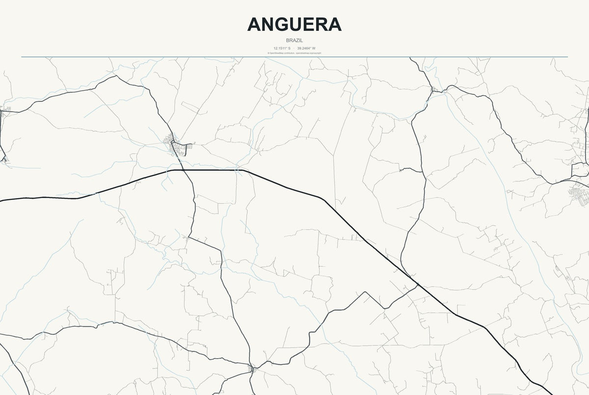 Anguera, Brazil City Map Aluminum Sign in Headline Atlas style