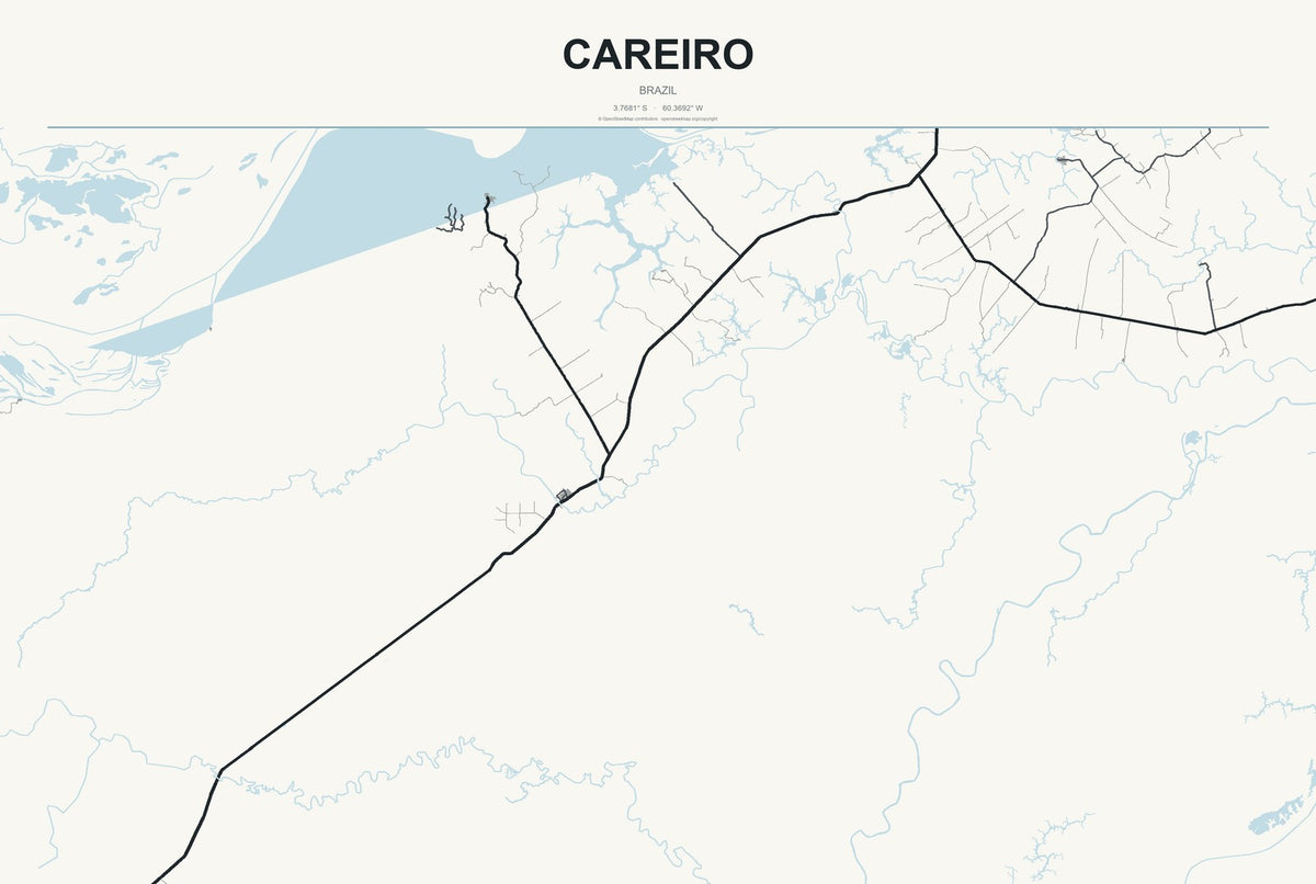 Careiro, Brazil City Map Aluminum Sign in Headline Atlas style