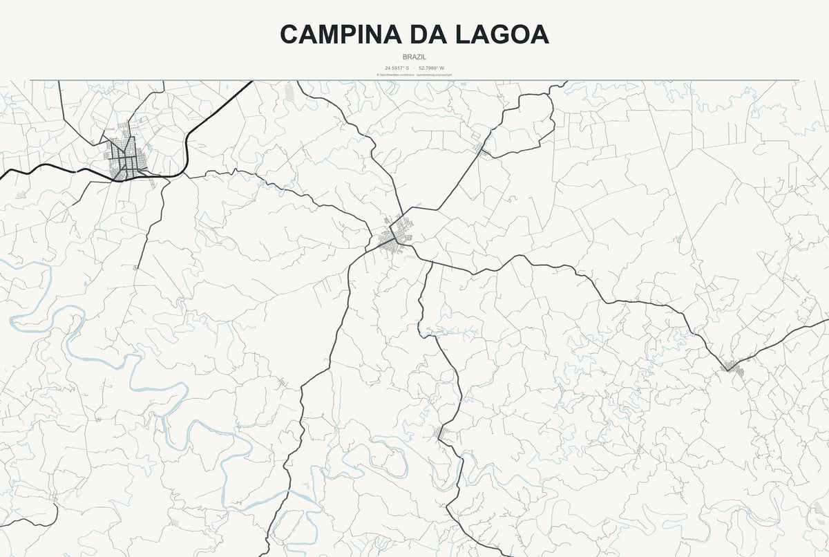 Campina da Lagoa, Brazil City Map Aluminum Sign in Headline Atlas style