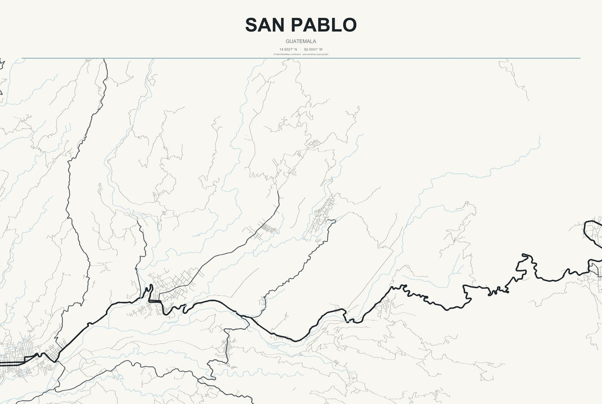 San Pablo, Guatemala City Map Aluminum Sign in Headline Atlas style