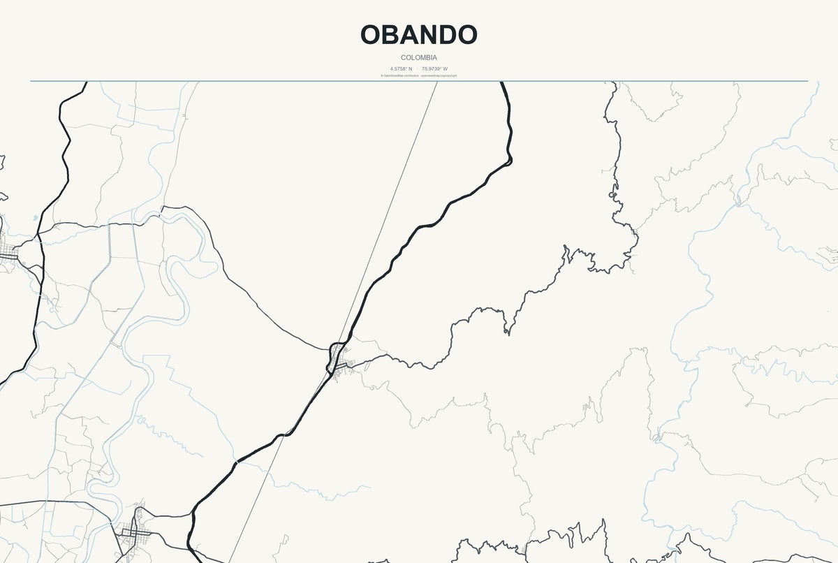 Obando, Colombia City Map Aluminum Sign in Headline Atlas style