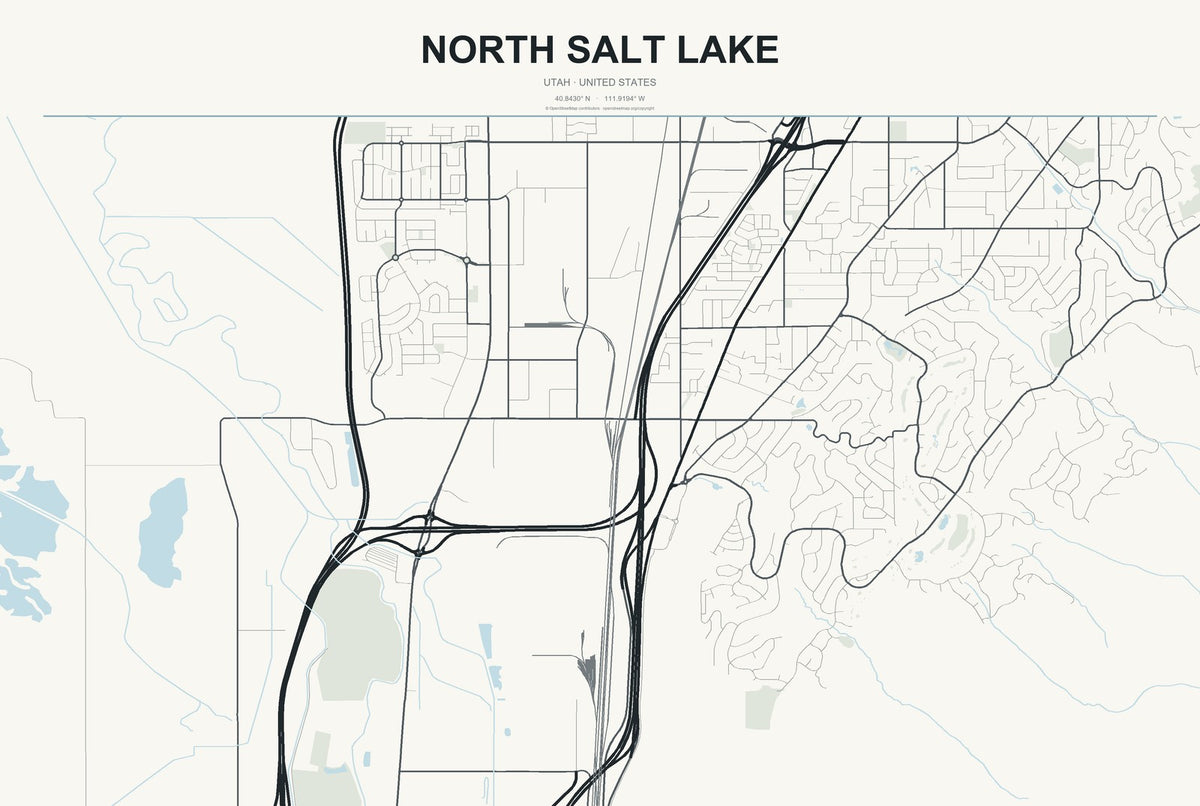 North Salt Lake, Utah City Map Aluminum Sign in Headline Atlas style