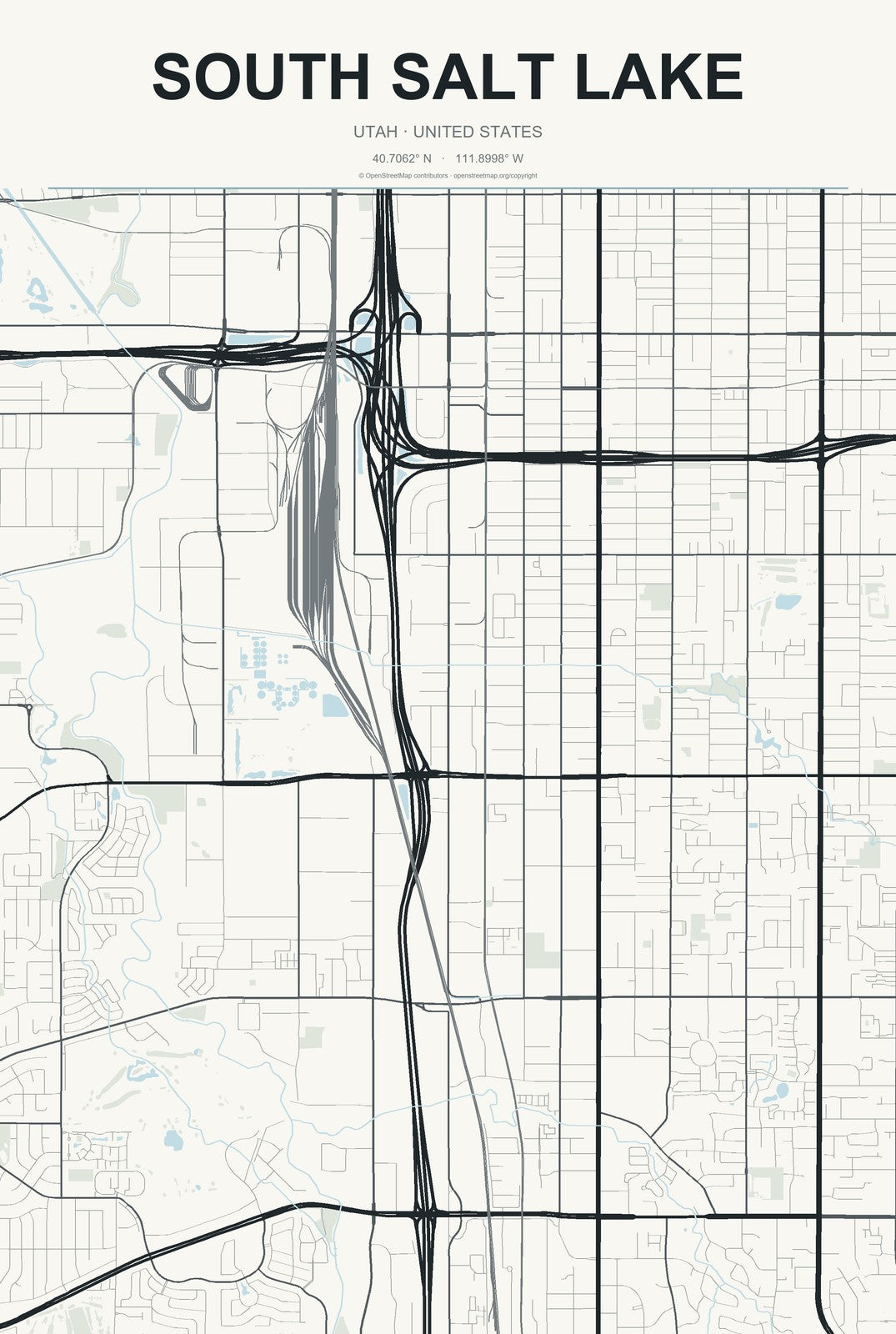 South Salt Lake, Utah City Map Aluminum Sign in Headline Atlas style