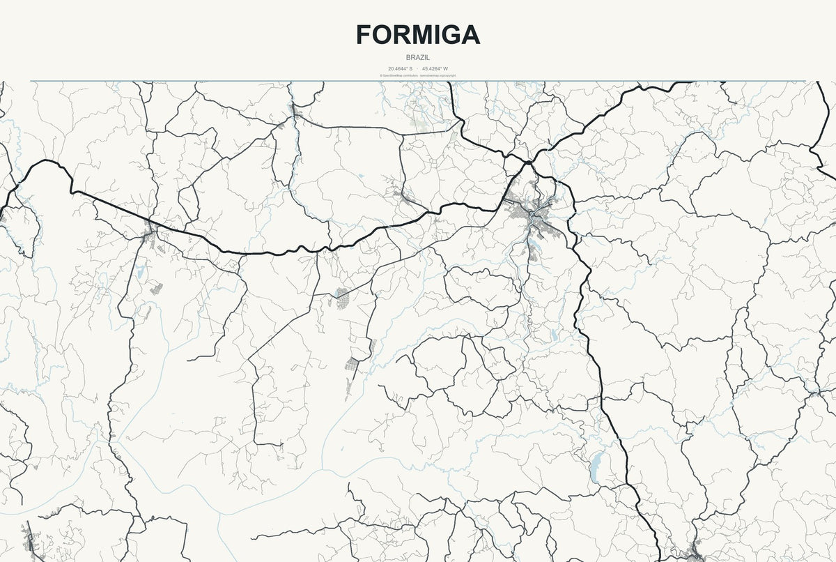 Formiga, Brazil City Map Aluminum Sign in Headline Atlas style