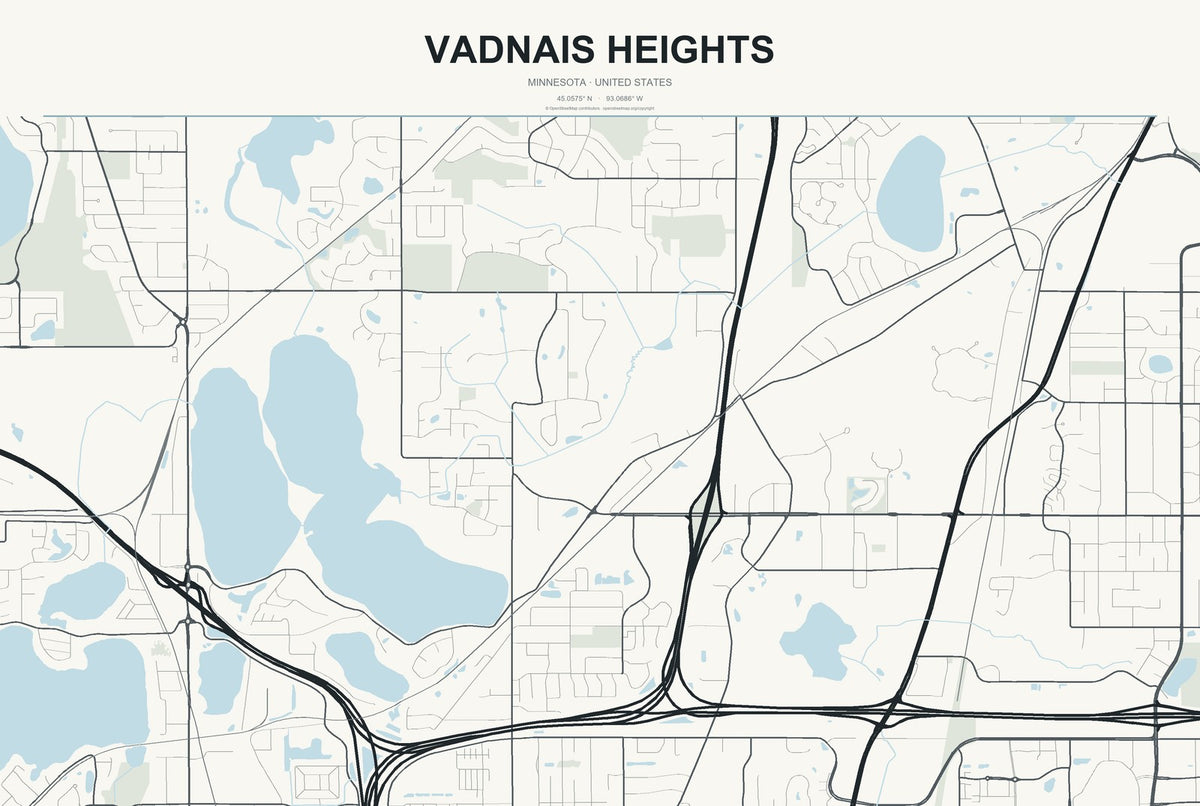 Vadnais Heights, Minnesota City Map Aluminum Sign in Headline Atlas style