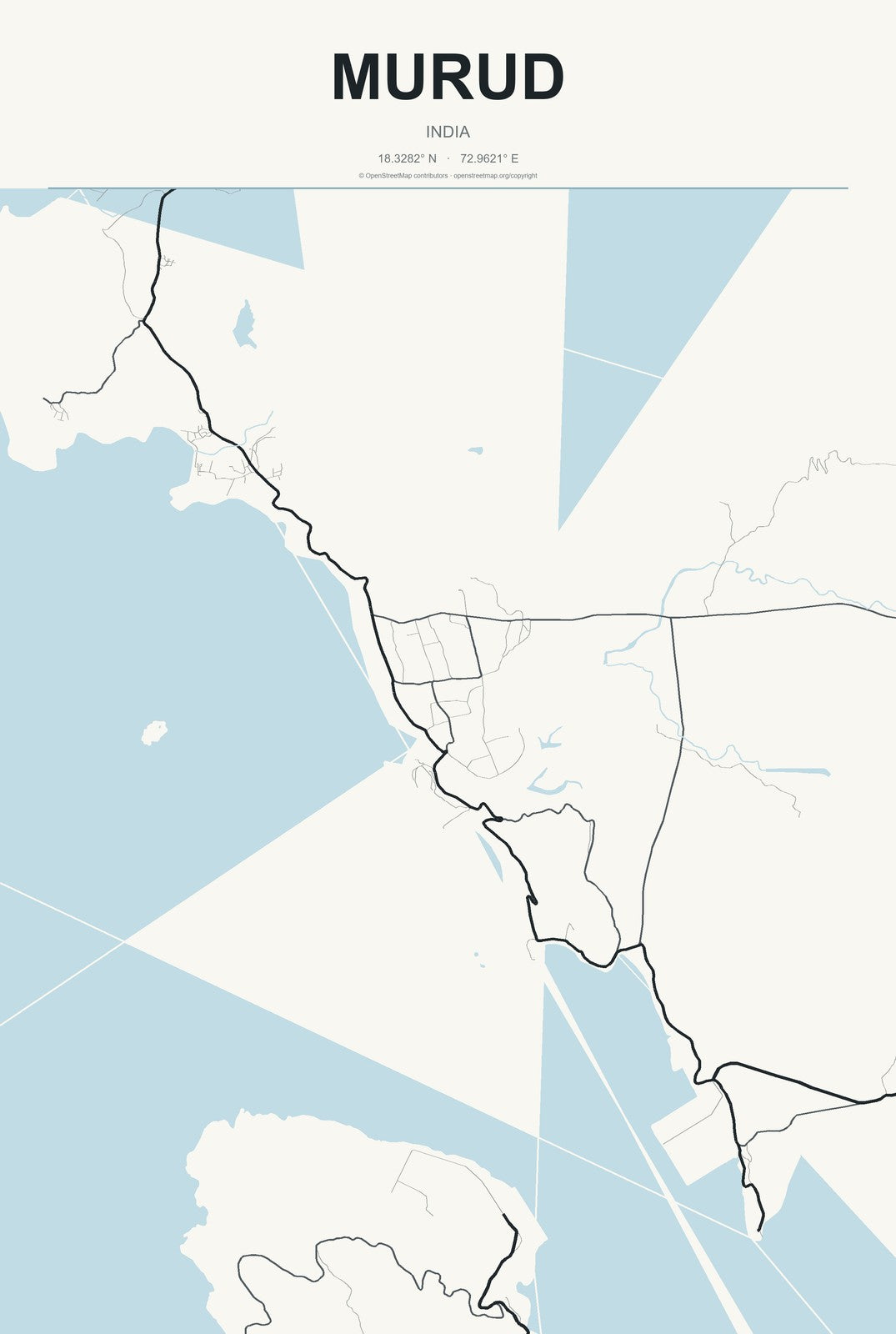 Murud, India City Map Aluminum Sign in Headline Atlas style