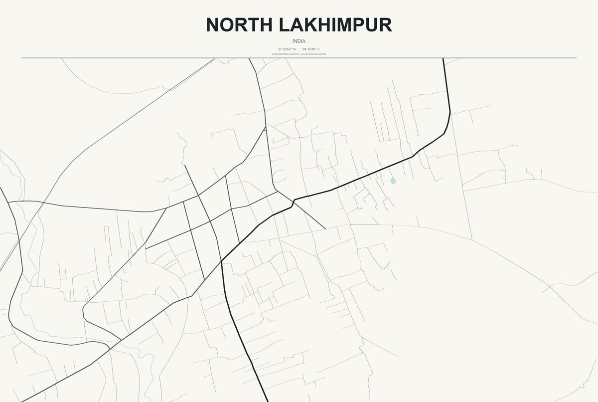North Lakhimpur, India City Map Aluminum Sign in Headline Atlas style