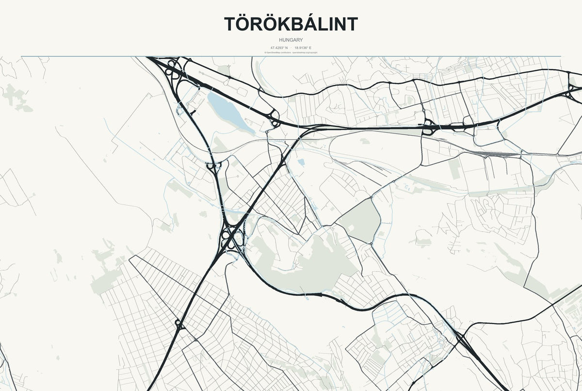 Törökbálint, Hungary City Map Aluminum Sign in Headline Atlas style