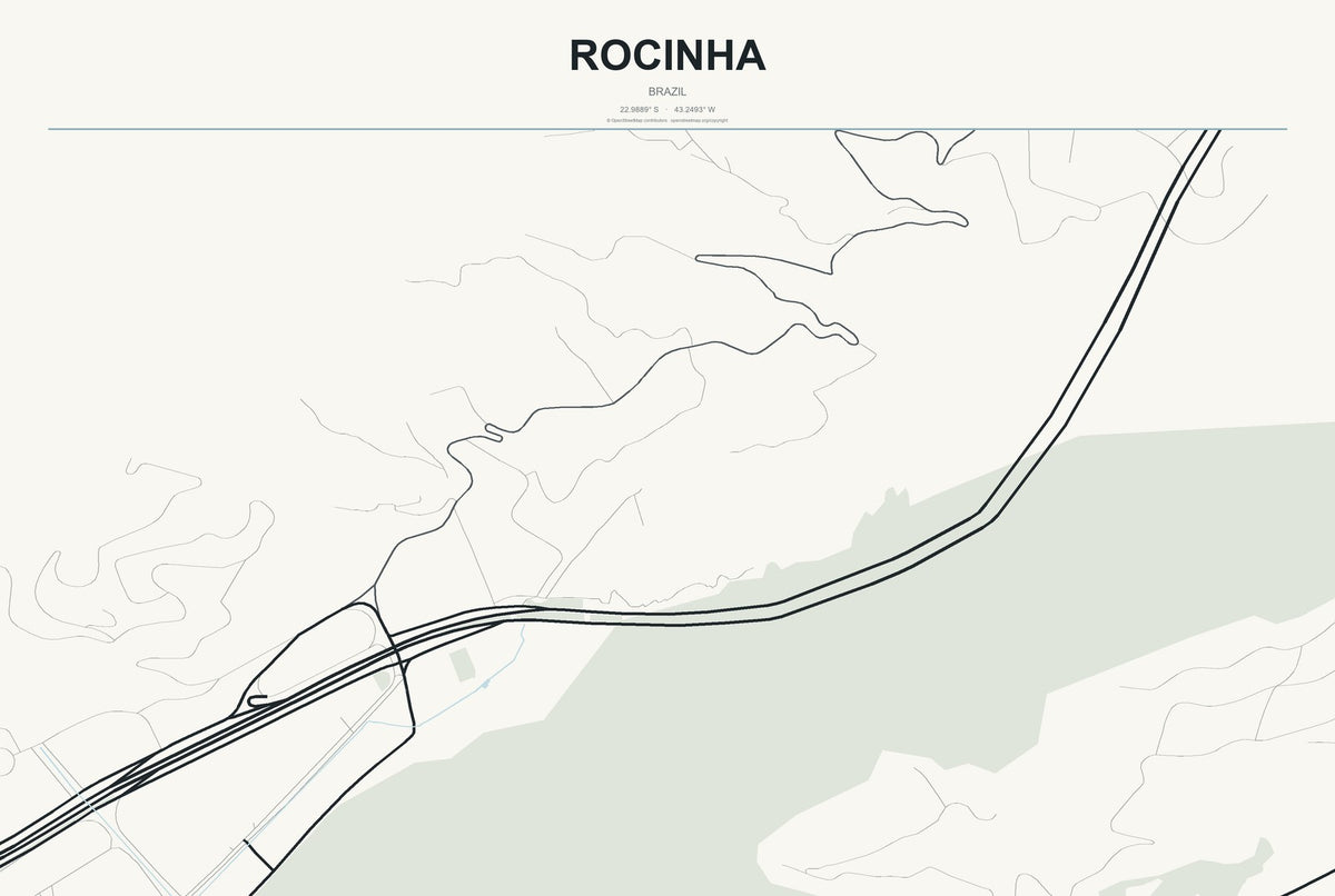 Rocinha, Brazil City Map Aluminum Sign in Headline Atlas style