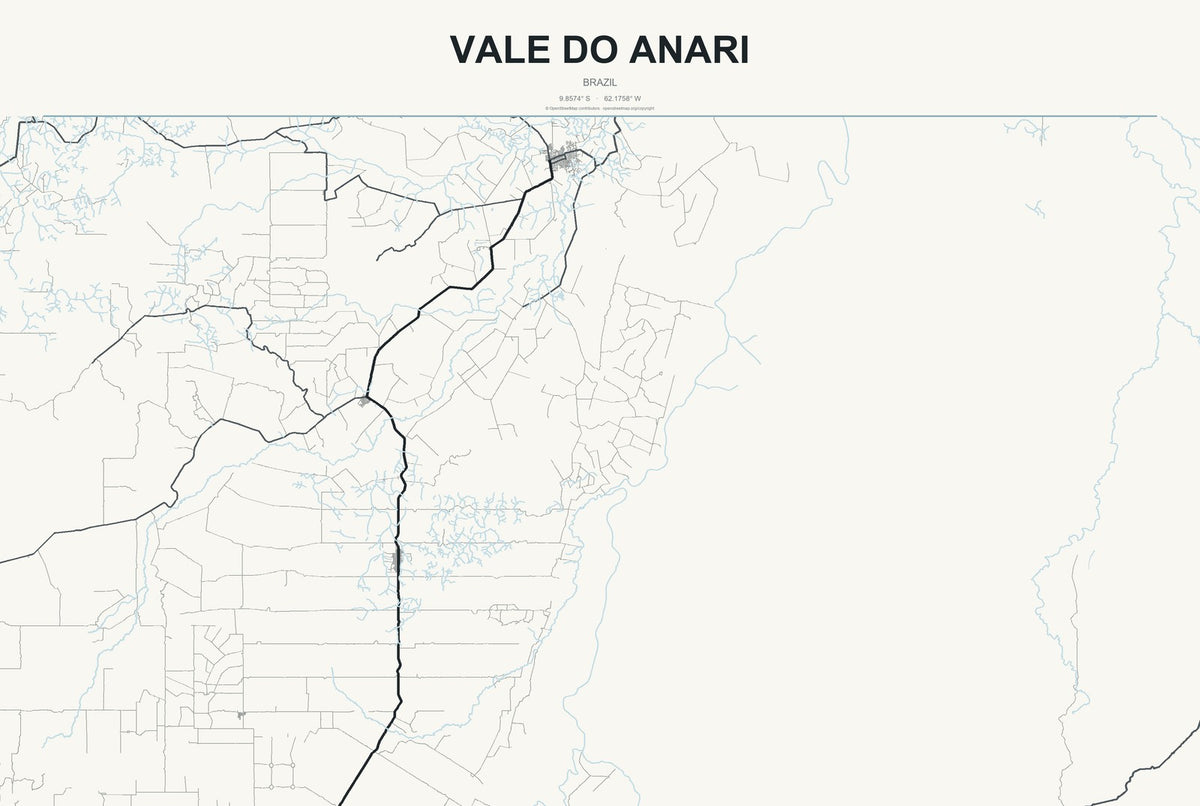 Vale do Anari, Brazil City Map Aluminum Sign in Headline Atlas style