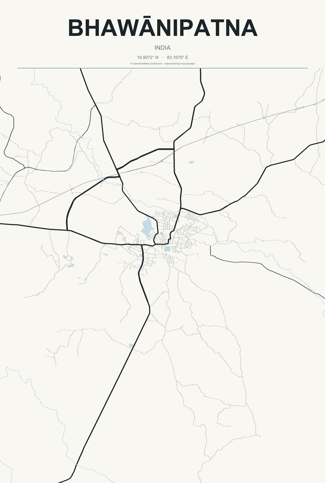 Bhawānipatna, India City Map Aluminum Sign in Headline Atlas style