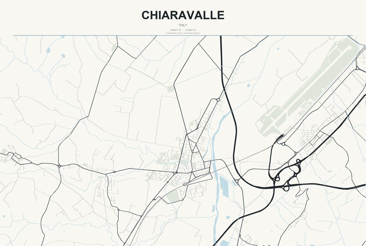 Chiaravalle, Italy City Map Aluminum Sign in Headline Atlas style