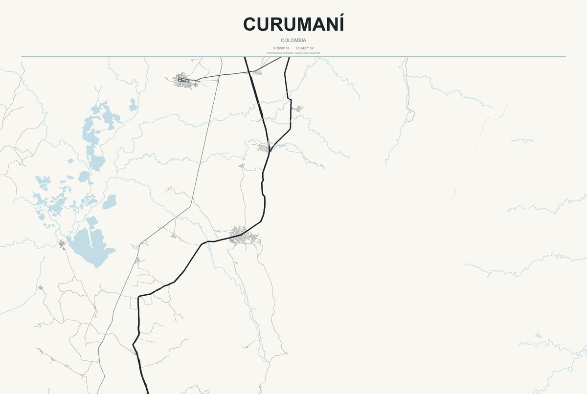 Curumaní, Colombia City Map Aluminum Sign in Headline Atlas style