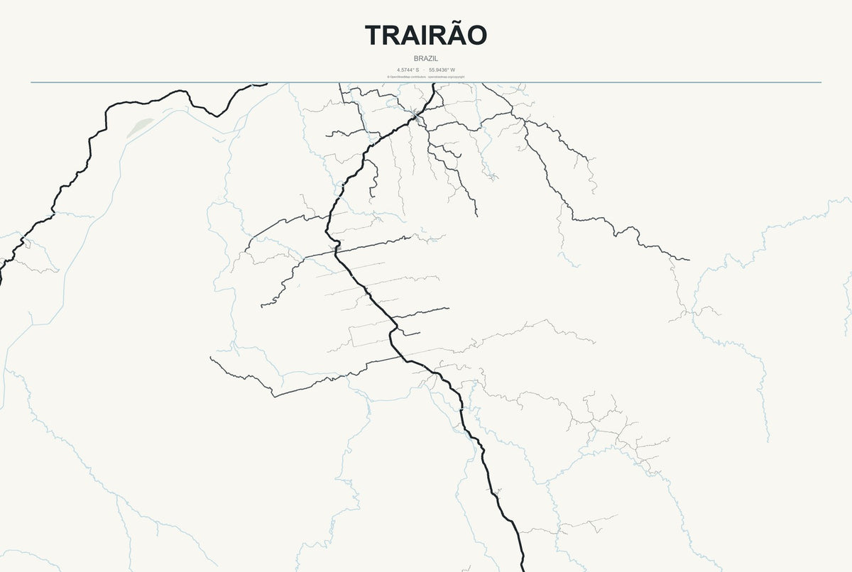 Trairão, Brazil City Map Aluminum Sign in Headline Atlas style