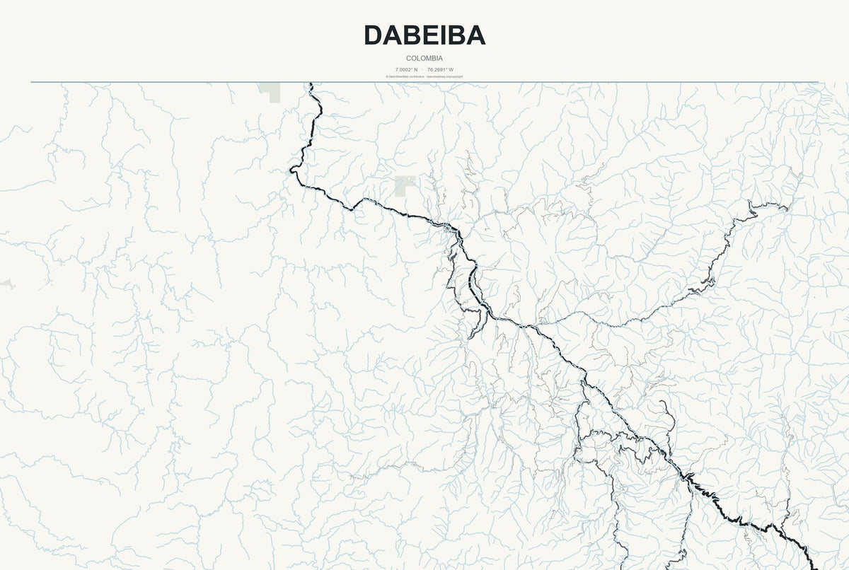 Dabeiba, Colombia City Map Aluminum Sign in Headline Atlas style