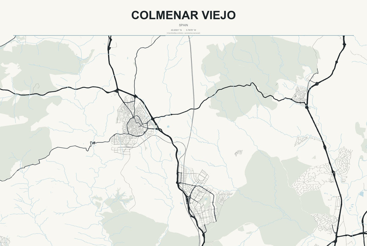 Colmenar Viejo, Spain City Map Aluminum Sign in Headline Atlas style