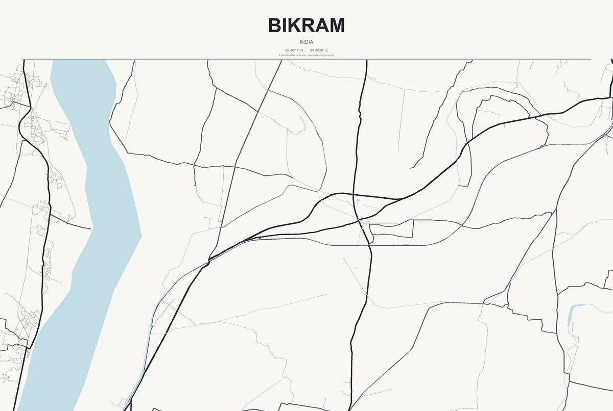 Bikram, India City Map Aluminum Sign in Headline Atlas style