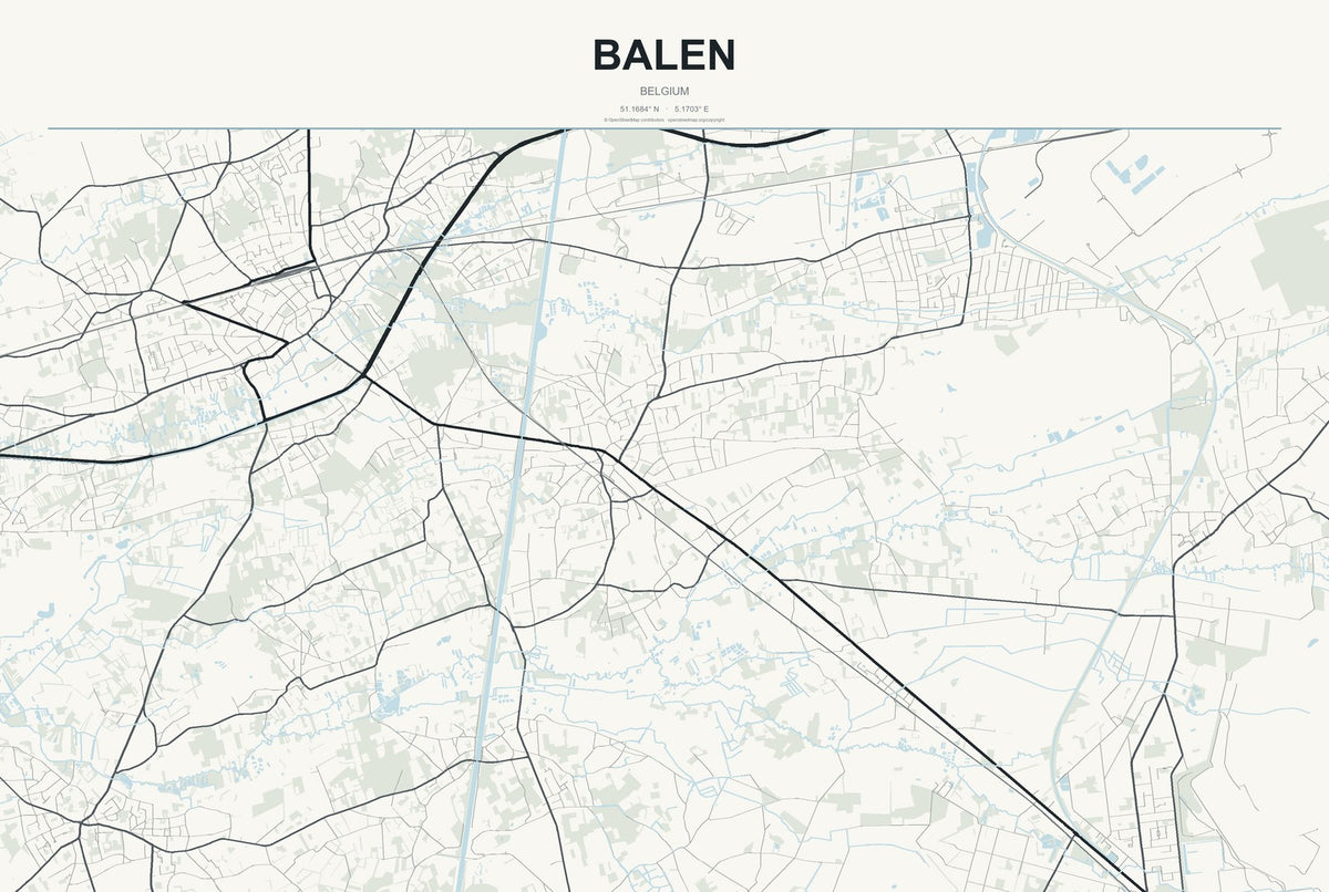 Balen, Belgium City Map Aluminum Sign in Headline Atlas style
