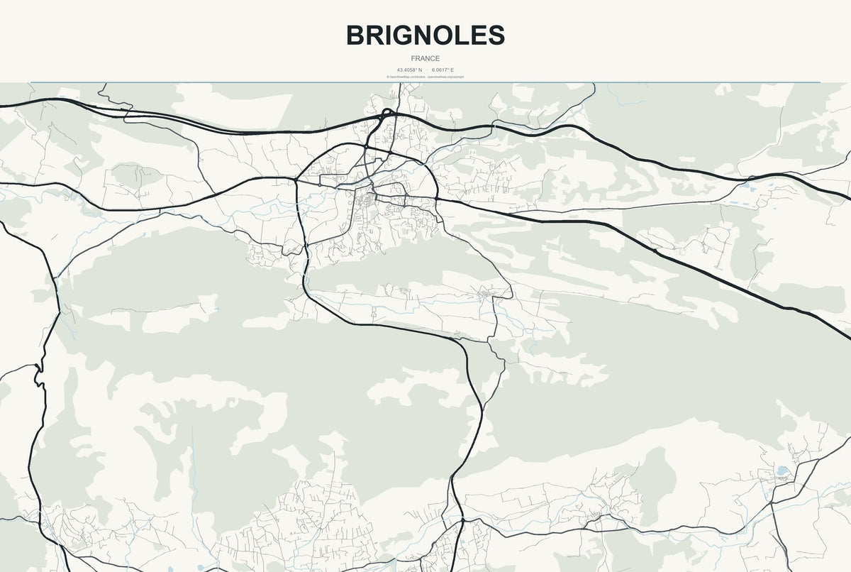 Brignoles, France City Map Aluminum Sign in Headline Atlas style