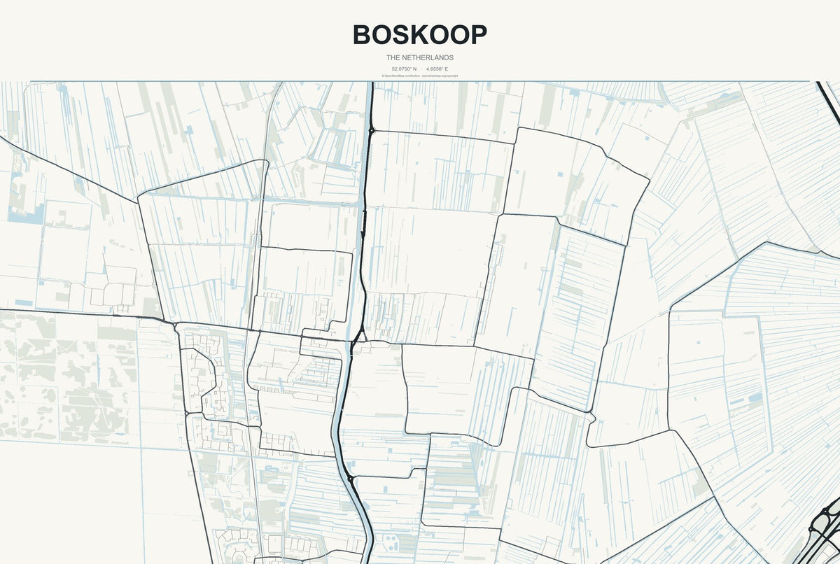 Boskoop, The Netherlands City Map Aluminum Sign in Headline Atlas style