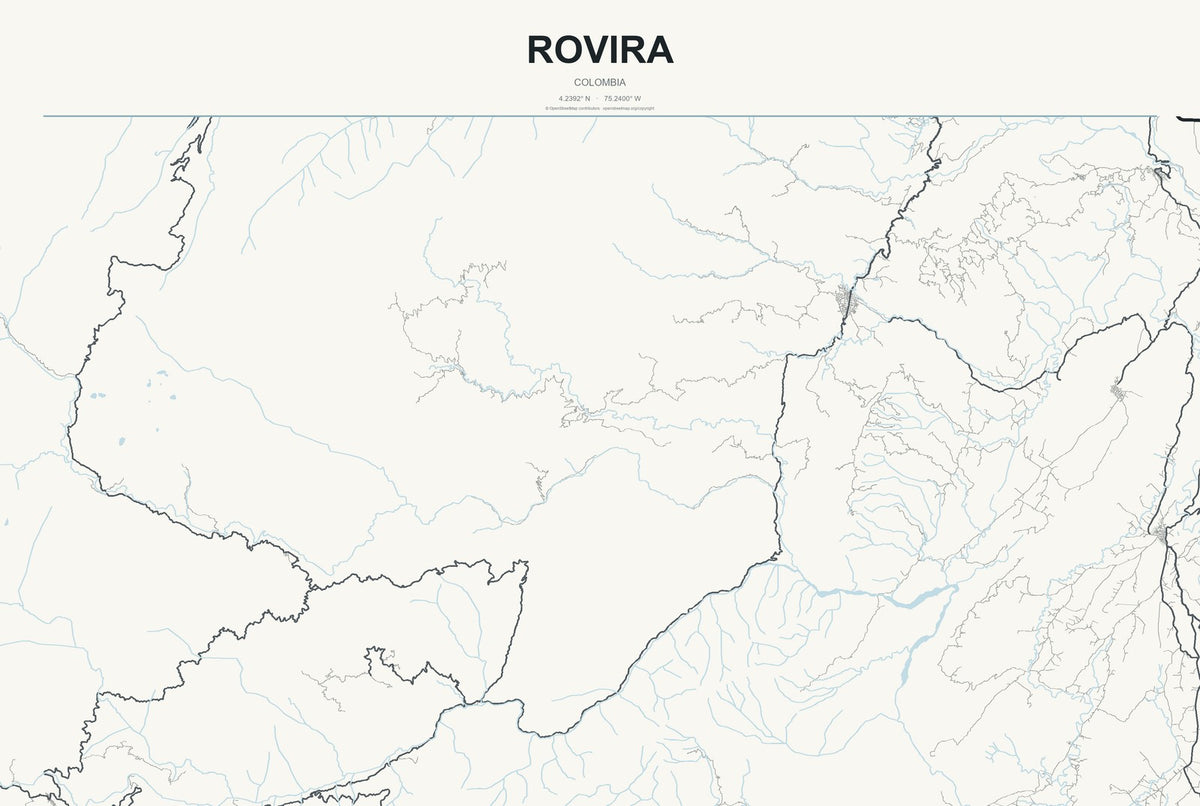 Rovira, Colombia City Map Aluminum Sign in Headline Atlas style