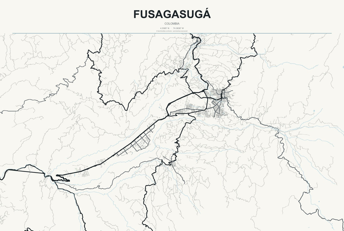 Fusagasugá, Colombia City Map Aluminum Sign in Headline Atlas style