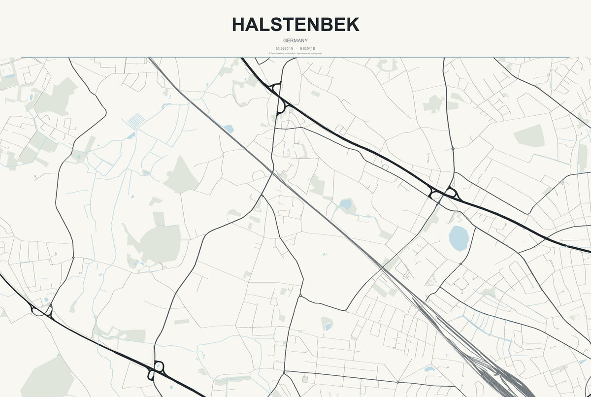 Halstenbek, Germany City Map Aluminum Sign in Headline Atlas style