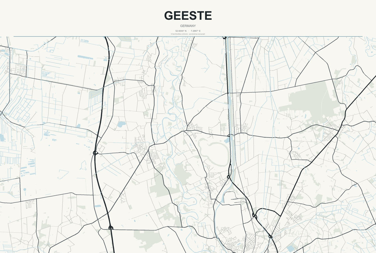 Geeste, Germany City Map Aluminum Sign in Headline Atlas style