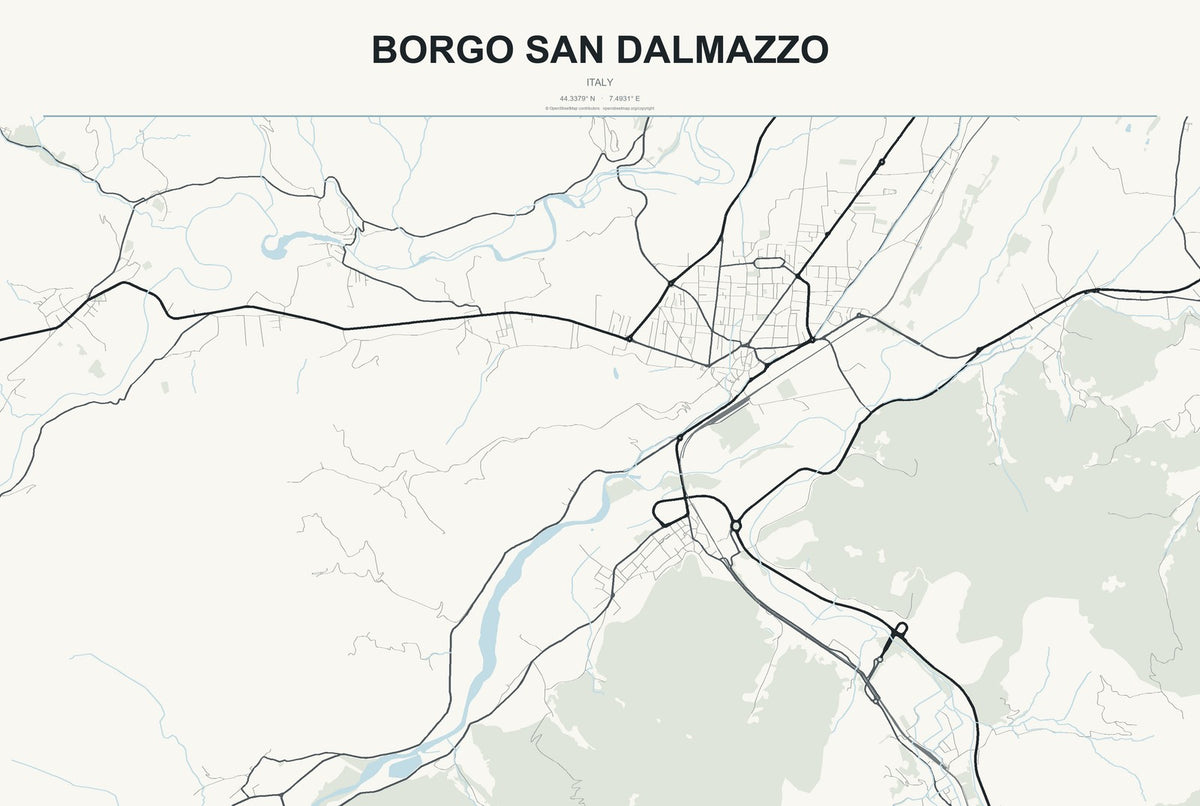 Borgo San Dalmazzo, Italy City Map Aluminum Sign in Headline Atlas style