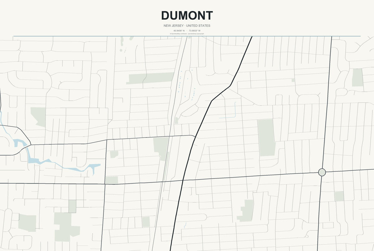 Dumont, New Jersey City Map Aluminum Sign in Headline Atlas style