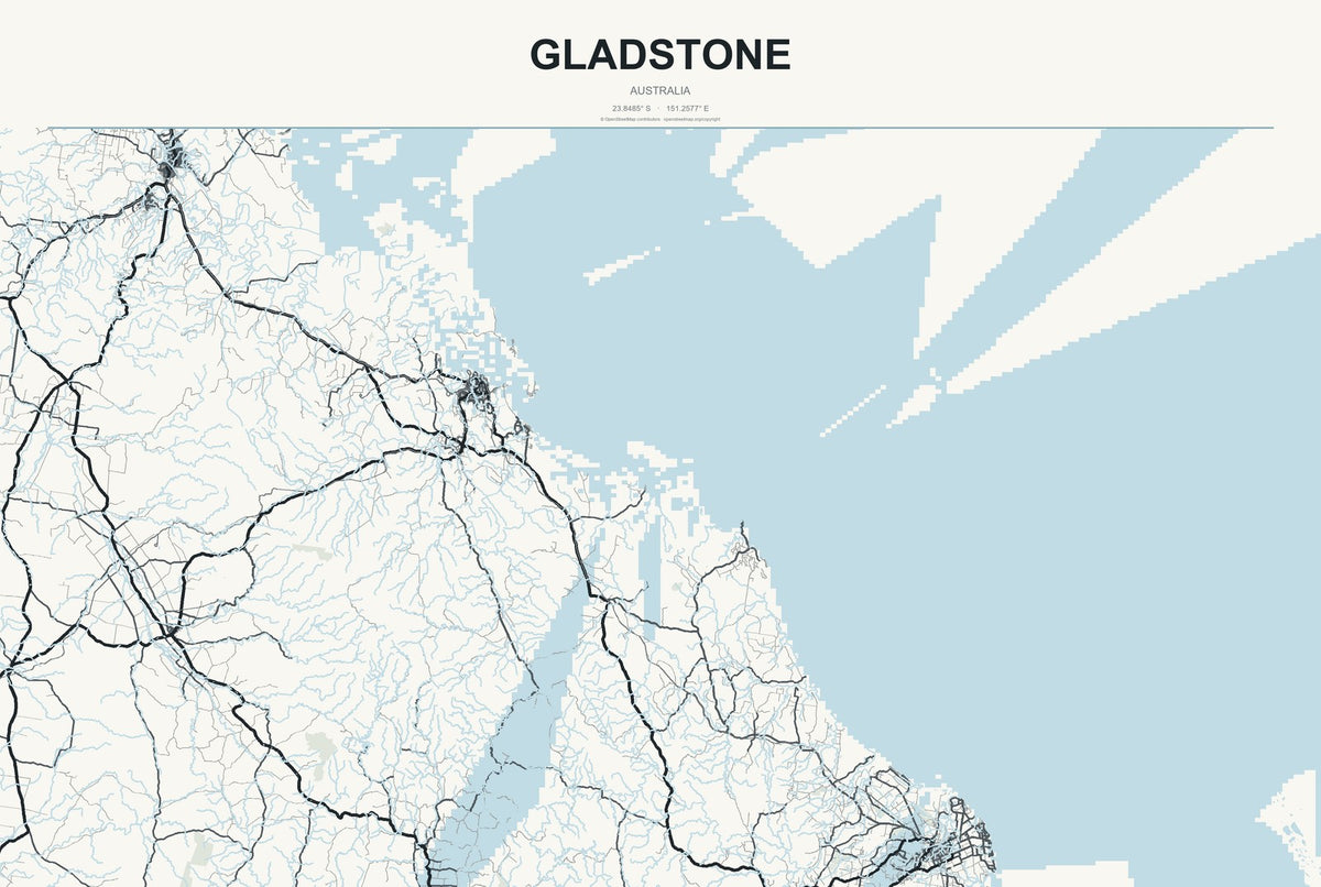 Gladstone, Australia City Map Aluminum Sign in Headline Atlas style